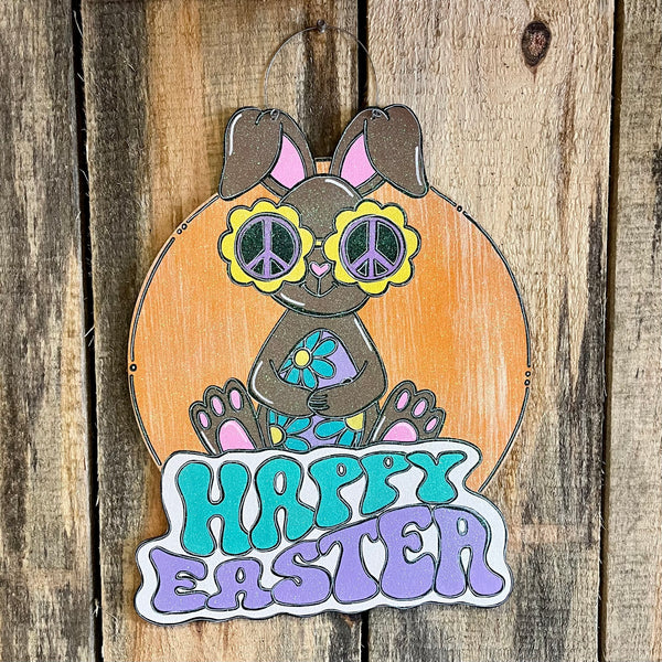 Groovy Easter Bunny door hanger