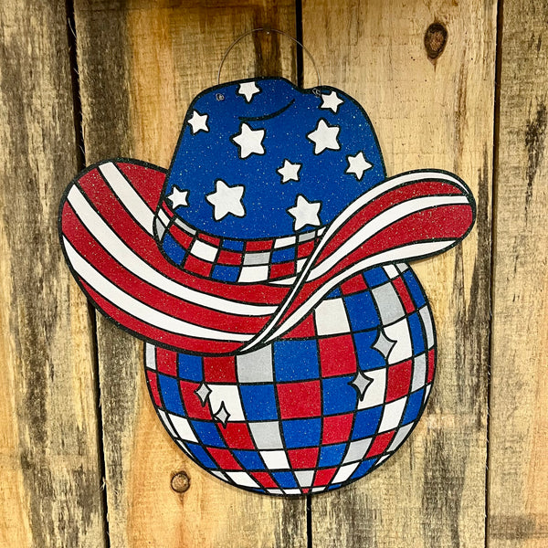 Patriotic western disco door hanger!