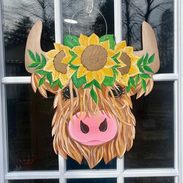 Highland cow door hanger